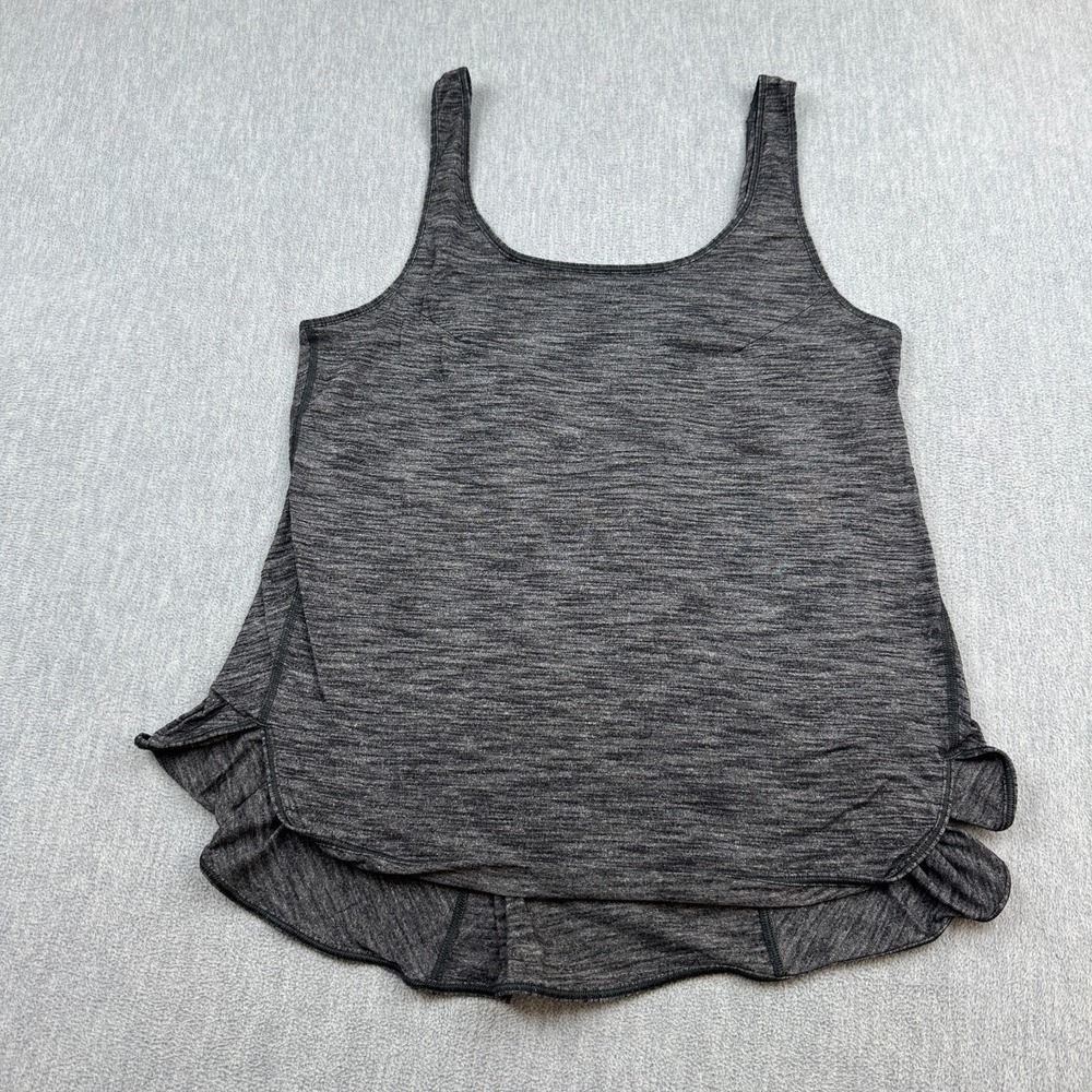 Lululemon Hustle Tank Top Womens 12 Static Gray Back Ruffles Gym Training Yoga